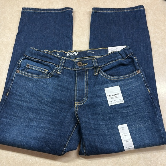 Sonoma Flexwear Straight Five Pocket Medium Wash Adjustable Boys Jeans 8 H NWT - Picture 4 of 8
